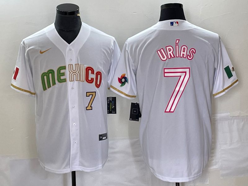 Men 2023 World Cub Mexico #7 Urias White Nike MLB Jersey style 23